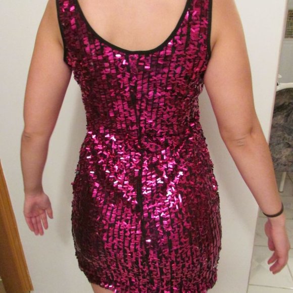 COPY - Women's Pink Sequin Dress Size Medium - Picture 3 of 4